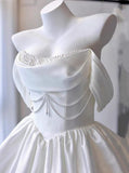 Princess A Line Off The Shoulder Satin Beaded Short Homecoming Dress 16th Birthday Outfits HZ1024