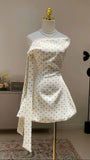 Chic A Line Off The Shoulder Polka Dots Satin Short Homecoming Dress 19th Birthday Outfits HZ1024