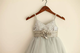 Pretty A Line Spaghetti Straps Tulle Sequin Flower Girl Dress HZ1024