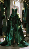 Gorgeous Ball Gown Dark Green Sweetheart Satin Sequin Long Prom Dress, Evening Dress HZ1024