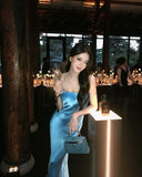 Simple Style Mermaid Strapless Satin Long Prom Dress, Evening Dress HZ1024