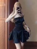 Chic A Line Short Black Strapless Homecoming Dress 18th Birthday Outfits HZ1024