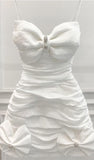 Strappy Bandeau Midi Dress White Homecoming Dress HZ1024