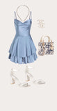 Simple A line Straps Short Blue Homecoming Dress 20th Birthday Outfits HZ1024