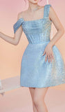 Chic A Line Short Blue Sequin Homecoming Dress 18th Birthday Outfits HZ1024