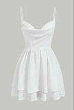 Chic A line Short Satin White Homecoming Dress 20th Birthday Outfits HZ1024
