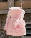 Cute A line Long Sleeves Short Pink Homecoming Dress 19th Birthday Outfits HZ1024