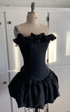 Vintage A line Strapless Short Black Homecoming Dress 19th Birthday Outfits HZ1024