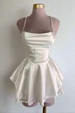 White Straps Lace-Up A-Line Short Party Dress Homecoming Dresses HZ1024