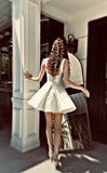 Sexy A Line Straps Ivory Satin Short Homecoming Dress Birthday Outfits HZ1024