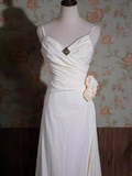 Vintage Mermaid Straps White Long Wedding Dresses HZ1024