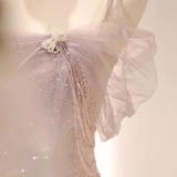 Sexy Mermaid Spaghetti Straps Pink Tulle Long Prom Dress HZ1024
