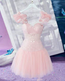 Simple A Line Straps Short Birthday Outfits Pink Homecoming Dress HZ1024