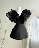 Elegant A line V Neckline Tulle Short Birthday Outfits Black Homecoming Dress HZ1024
