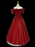 Simple A Line Off The Shoulder Red Long Prom Dresses HZ1024