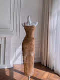 Sexy Sheath One Shoulder Tulle Lace Champagne Birthday Outfit Homecoming Dresses HZ1024