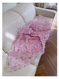 Cute A Line Pink Tulle Flowers Long Prom Dress HZ1024