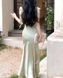 Modest Mermaid Sleeveless Mint Green Long Prom Dress HZ1024