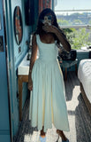 Vintage A Line Square Neckline White Satin Evening Dress Prom Dresses Birthday Outfits HZ1024