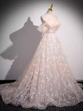 Beautiful A line Strapless Floral Long Prom Dress HZ1024