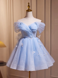 A-Line Off Shoulder Tulle Short Homecoming Dresses HZ1024