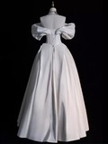 Vintage Ball Gown Strapless White Satin Long Wedding Dresses HZ1024