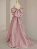 Long Prom Dresses Satin Pink Evening Dress HZ1024
