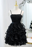 Sequins Spaghetti Straps Tulle Short Homecoming Dresses HZ1024