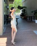 Sheath V-Neck Short Homecoming Dress Satin Birthday Dress HZ1024